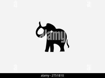 African Forest Elephant, icona di stile minimalista e design Illustrazione Vettoriale