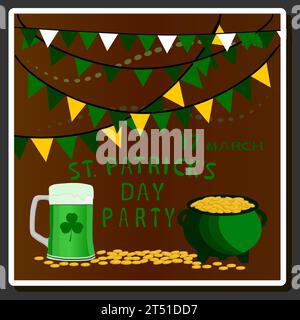 Splendida illustrazione a colori sul tema delle festività annuali di St Patrick's Day Illustrazione Vettoriale