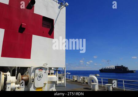 1006296410J-149 PACIFIC OCEAN (29 giugno 2010) Un elicottero SA-330J Puma del Military Sealift Command-contrattato trasporta merci dalla nave da carico secco e munizioni USNS Richard E. Byrd (T-AKE 4) alla nave ospedale del Military Sealift Command USNS Mercy (T-AH 19). Mercy sta conducendo Pacific Partnership 2010, il quinto di una serie di sforzi annuali di assistenza umanitaria e civile della flotta del Pacifico degli Stati Uniti per rafforzare le partnership regionali. Marina Foto Stock