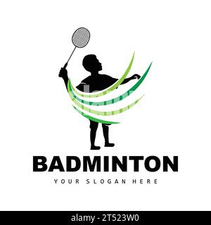 Logo badminton, design a ramo sportivo, collezione Vector Abstract Badminton Players silhouette Collection Illustrazione Vettoriale