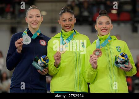 Santiago, Cile. 2 novembre 2023. In giro? Ai Giochi panamericani di Santiago del 2023. Allo stadio Nacional Julio Martínez Prádanos di Santiago. Cile. Crediti: Reinaldo Reginato/FotoArena/Alamy Live News Foto Stock