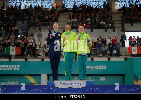 Santiago, Cile. 2 novembre 2023. In giro? Ai Giochi panamericani di Santiago del 2023. Allo stadio Nacional Julio Martínez Prádanos di Santiago. Cile. Crediti: Reinaldo Reginato/FotoArena/Alamy Live News Foto Stock