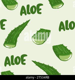 Illustrazione in aloe vera Vector naturale con scritta Aloevera disegnata a mano Illustrazione Vettoriale