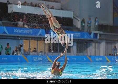 Santiago, Cile. 2 novembre 2023. Il Team Mexico si esibisce durante la routine libera delle squadre di nuoto artistiche dei Giochi panamericani di Santiago 2023, al Centro Acuatico, a Santiago il 2 novembre. Foto: Heuler Andrey/DiaEsportivo/Alamy Live News Credit: DiaEsportivo/Alamy Live News Foto Stock