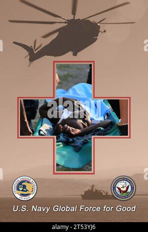 Bambini, Haiti, elicottero, medico, operazione Unified Response, poster, stampe, USNS comfort (T-AH 20), USS Bataan (guida a sinistra 5) Foto Stock