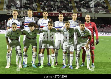 Salerno, Italia. 31 ottobre 2023. La formazione della Sampdoria durante la Coppa Italia US Salernitana 1919 vs UC Sampdoria allo Stadio Arechi credito: Agenzia fotografica indipendente/Alamy Live News Foto Stock