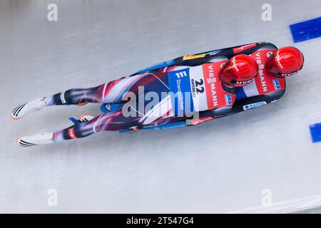 Toni Eggert und Sascha Benecken GER Viessmann Rodel Welt Cup a Winterberg, Germania AM 26.11.2016 Foto Stock