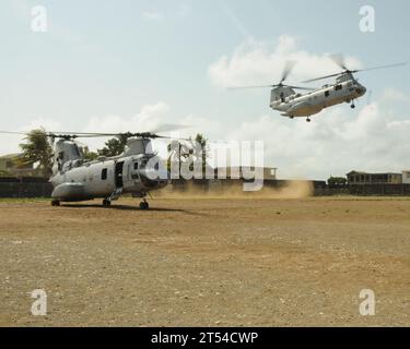 Promessa continua 2010, Haiti, elicotteri, assistenza umanitaria, forniture mediche Foto Stock