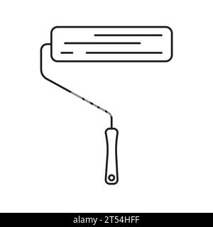 Icona del rullo di vernice, contorno in stile doodle Illustrazione Vettoriale