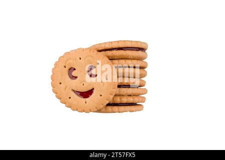 facce divertenti biscotti sullo sfondo Foto Stock