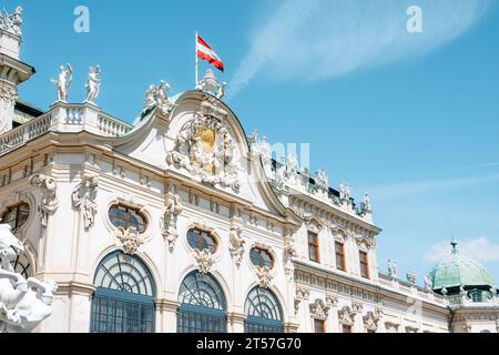 Vienna, Austria - 8 agosto 2023: Una vista dettagliata del palazzo del Belvedere superiore Foto Stock