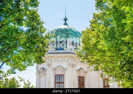 Una vista dettagliata dell'edificio del Belvedere superiore, Vienna, Austria Foto Stock