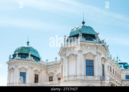 Una vista dettagliata del palazzo del Belvedere superiore, Vienna, Austria Foto Stock