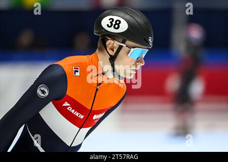 Montreal, Canada. 27 ottobre 2023. MONTREAL, CANADA - OTTOBRE 27: Kay HUISMAN durante la seconda edizione della ISU World Cup Short Track alla Maurice Richard Arena il 27 ottobre 2023 a Montreal, Canada (foto di /Orange Pictures) credito: Orange Pics BV/Alamy Live News Foto Stock