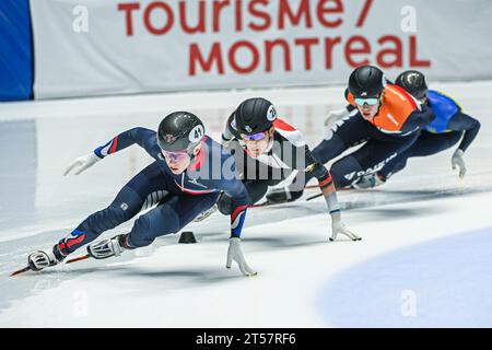 Montreal, Canada. 27 ottobre 2023. MONTREAL, CANADA - OTTOBRE 27: Niall TREACY durante la seconda edizione della ISU World Cup Short Track alla Maurice Richard Arena il 27 ottobre 2023 a Montreal, Canada (foto di /Orange Pictures) credito: Orange Pics BV/Alamy Live News Foto Stock