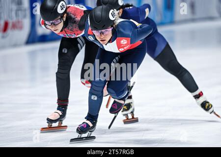 Montreal, Canada. 27 ottobre 2023. MONTREAL, CANADA - OTTOBRE 27: Gwendoline DAUDET durante la seconda edizione della ISU World Cup Short Track alla Maurice Richard Arena il 27 ottobre 2023 a Montreal, Canada (foto di /Orange Pictures) credito: Orange Pics BV/Alamy Live News Foto Stock