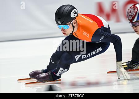 Montreal, Canada. 27 ottobre 2023. MONTREAL, CANADA - OTTOBRE 27: Kay HUISMAN durante la seconda edizione della ISU World Cup Short Track alla Maurice Richard Arena il 27 ottobre 2023 a Montreal, Canada (foto di /Orange Pictures) credito: Orange Pics BV/Alamy Live News Foto Stock