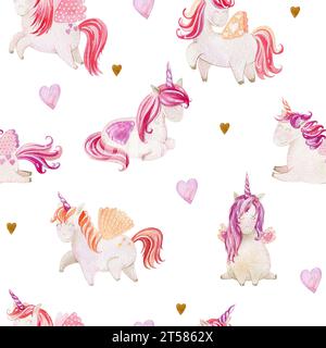 Acquerello unicorns carino Foto Stock