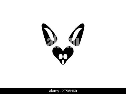 Volpe con orecchie da BAT, icona dal design minimalista Illustrazione Vettoriale
