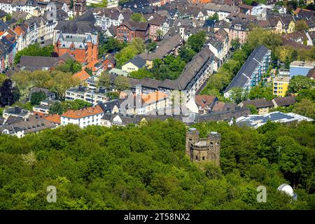 Veduta aerea, Eugen-Richter-Tower, osservatorio Hagen, Housing estate, Wehringhausen, Hagen, Sauerland, Renania settentrionale-Vestfalia, Germania, Observation TOW Foto Stock
