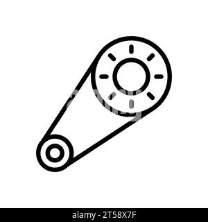 Icona vettoriale contorni cinghia e due pulegge Illustrazione Vettoriale