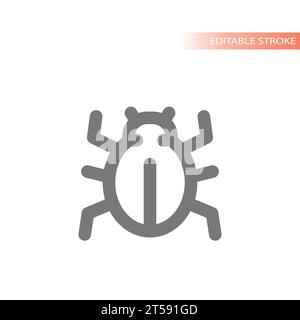 Icona linea semplice bug o coleottero. Simbolo Scarab, insetti o virus informatici. Illustrazione Vettoriale