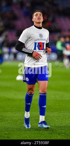 King Power Stadium, Leicester, Regno Unito. 3 novembre 2023. EFL Championship Football, Leicester City contro Leeds United; Cesare Casadei di Leicester durante il warm-up pre-partita Credit: Action Plus Sports/Alamy Live News Foto Stock