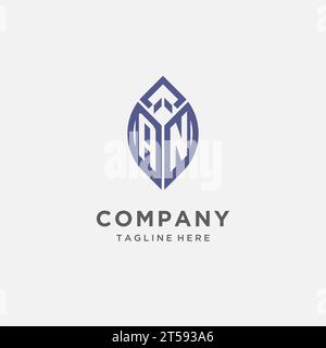 Logo con forma a foglia, monogramma pulito e moderno grafica vettoriale del logo iniziale Illustrazione Vettoriale