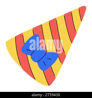 Cappellino disegnato a mano per le feste. Simbolo di festa, festa, compleanno. Elemento decorativo. Illustrazione vettoriale piatta a colori isolata su sfondo bianco Illustrazione Vettoriale