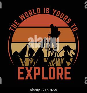 T-shirt Adventure Hiking per esploratori Illustrazione Vettoriale