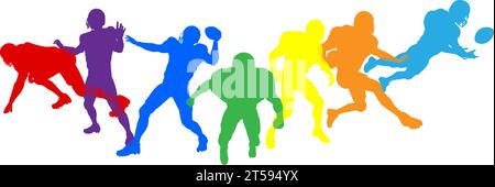 Silhouette giocatore di football americano Illustrazione Vettoriale