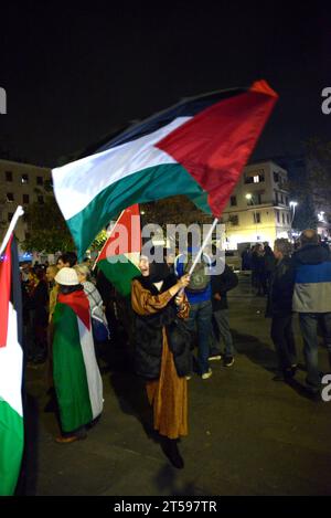 Manifestazione della comunità palestinese a Centocelle, Roma del 1 novembre 2023 Foto Stock