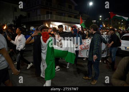 Manifestazione della comunità palestinese a Centocelle, Roma del 1 novembre 2023 Foto Stock