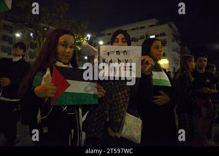 Manifestazione della comunità palestinese a Centocelle, Roma del 1 novembre 2023 Foto Stock