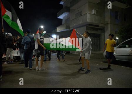 Manifestazione della comunità palestinese a Centocelle, Roma del 1 novembre 2023 Foto Stock