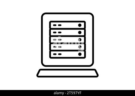 icona rack server. icona relativa al dispositivo, alla tecnologia informatica. stile icona linea. semplice progettazione vettoriale modificabile Illustrazione Vettoriale