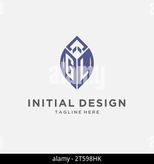Logo GL con forma a foglia, monogramma pulito e moderno grafica vettoriale del design del logo iniziale Illustrazione Vettoriale
