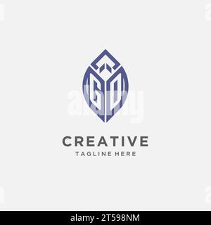 Logo GD con forma a foglia, monogramma pulito e moderno grafica vettoriale del design del logo iniziale Illustrazione Vettoriale