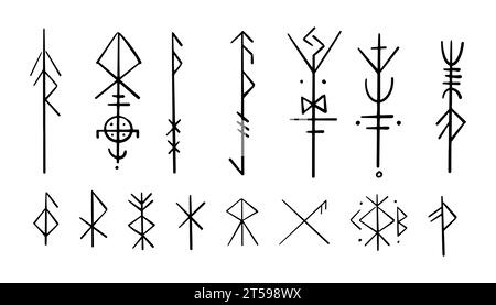 Una collezione di segni di stregoneria e simboli tradizionali. Elementi  artigianali a mano con cristalli, un cranio di montone, mani di strega,  incantesimi e ciondoli Immagine e Vettoriale - Alamy