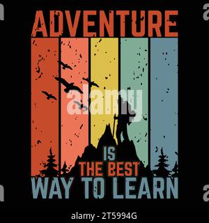 T-shirt Adventure Hiking per esploratori Illustrazione Vettoriale