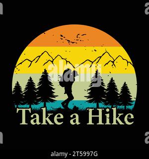 T-shirt Adventure Hiking per esploratori Illustrazione Vettoriale