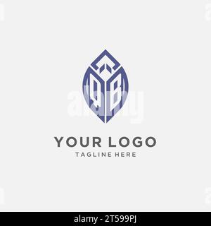 Logo QB con forma a foglia, monogramma pulito e moderno grafica vettoriale del design del logo iniziale Illustrazione Vettoriale