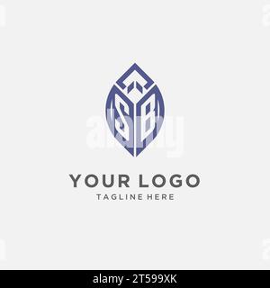 Logo SB con forma a foglia, monogramma pulito e moderno grafica vettoriale del design iniziale del logo Illustrazione Vettoriale