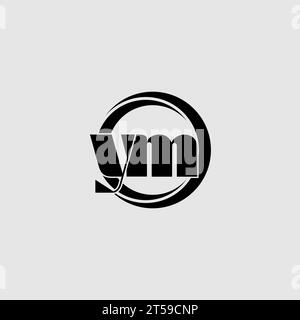 Lettere YM cerchio semplice linea collegata logo grafica vettoriale Illustrazione Vettoriale