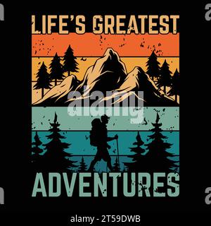 T-shirt Adventure Hiking per esploratori Illustrazione Vettoriale