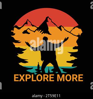 T-shirt Adventure Hiking per esploratori Illustrazione Vettoriale