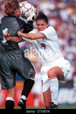 Mia Hamm, star della squadra nazionale degli Stati Uniti e della Washington Freedom Foto Stock