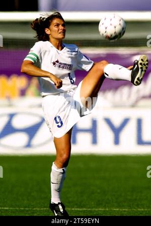 Mia Hamm, star della squadra nazionale degli Stati Uniti e della Washington Freedom Foto Stock