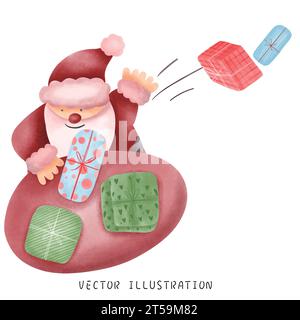 Babbo Natale disegnato a mano e illustrazione natalizia Illustrazione Vettoriale