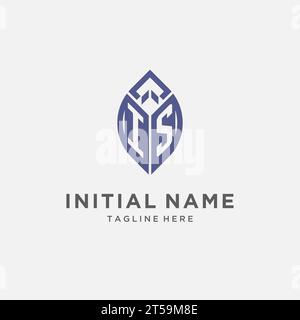 Logo IS con forma a foglia, monogramma pulito e moderno grafica vettoriale del design iniziale del logo Illustrazione Vettoriale